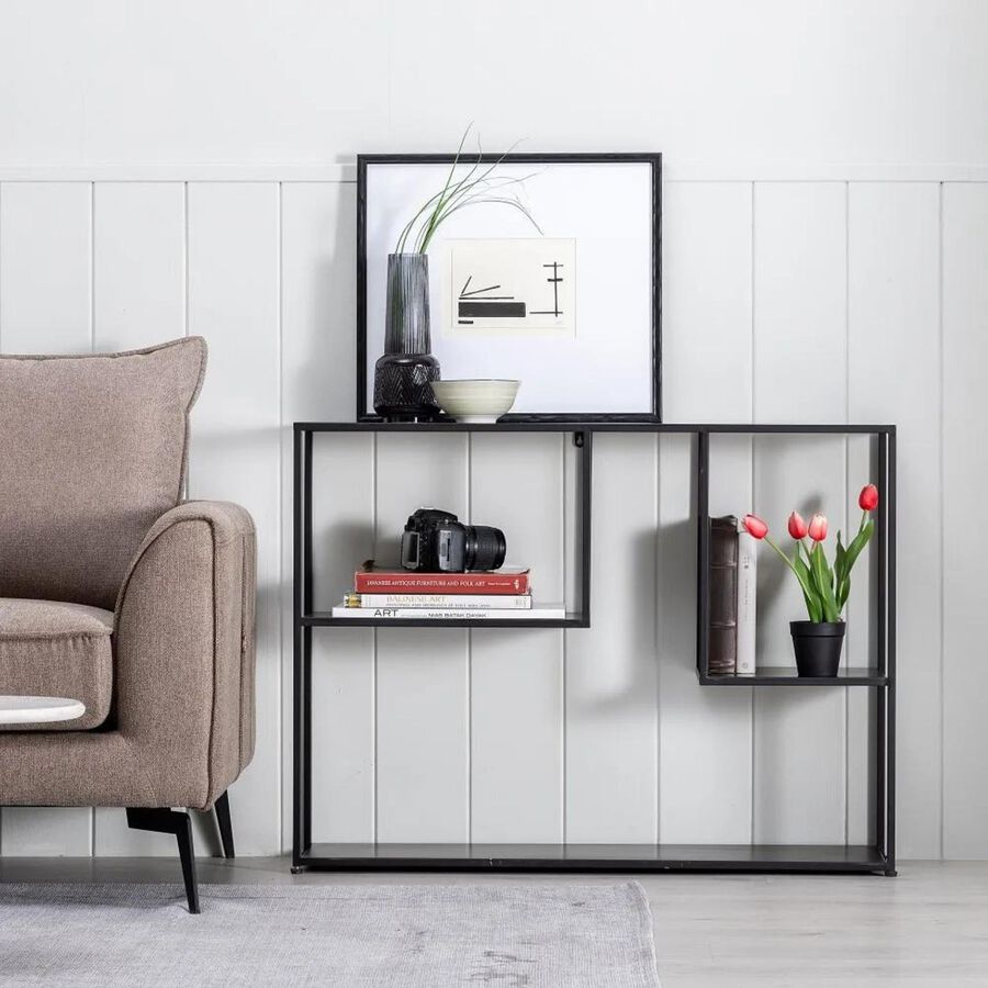 Consola de metal negro Calista 100x26x75cm