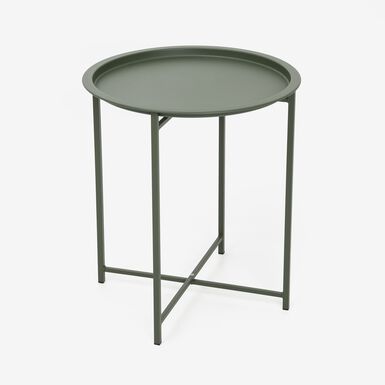 Mesa auxiliar verde de acero Ø46x52cm