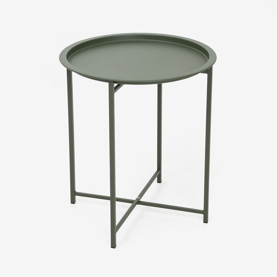 Mesa auxiliar verde de acero Ø46x52cm