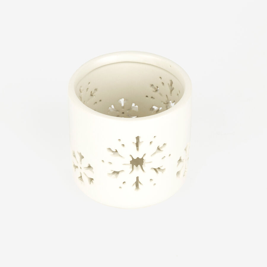 Portavelas de cer&aacute;mica blanca Snow 8cm