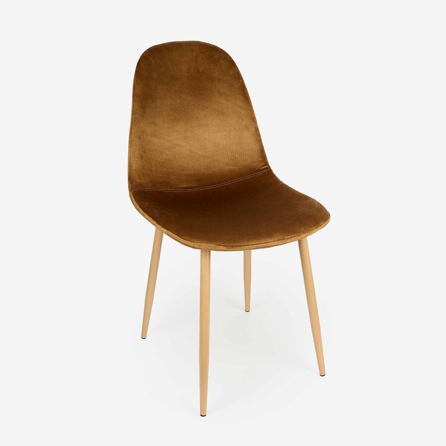 Silla de comedor de terciopelo marr&oacute;n Concept 45x55x86cm