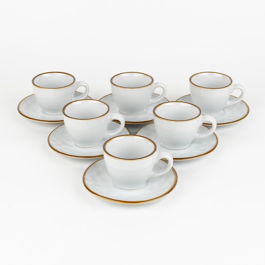 Set de 6 tazas de café con plato gris claro 10cm