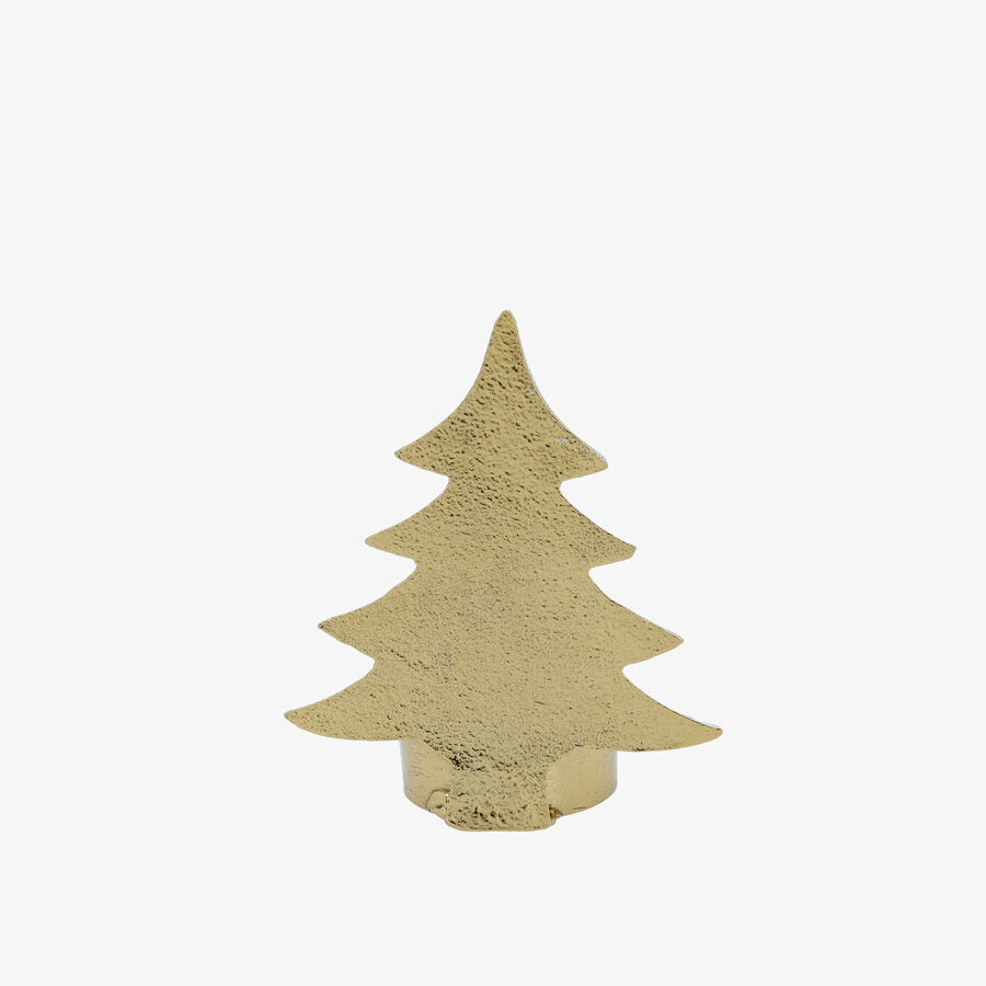 Portavelas &aacute;rbol de Navidad dorado para vela de t&eacute;