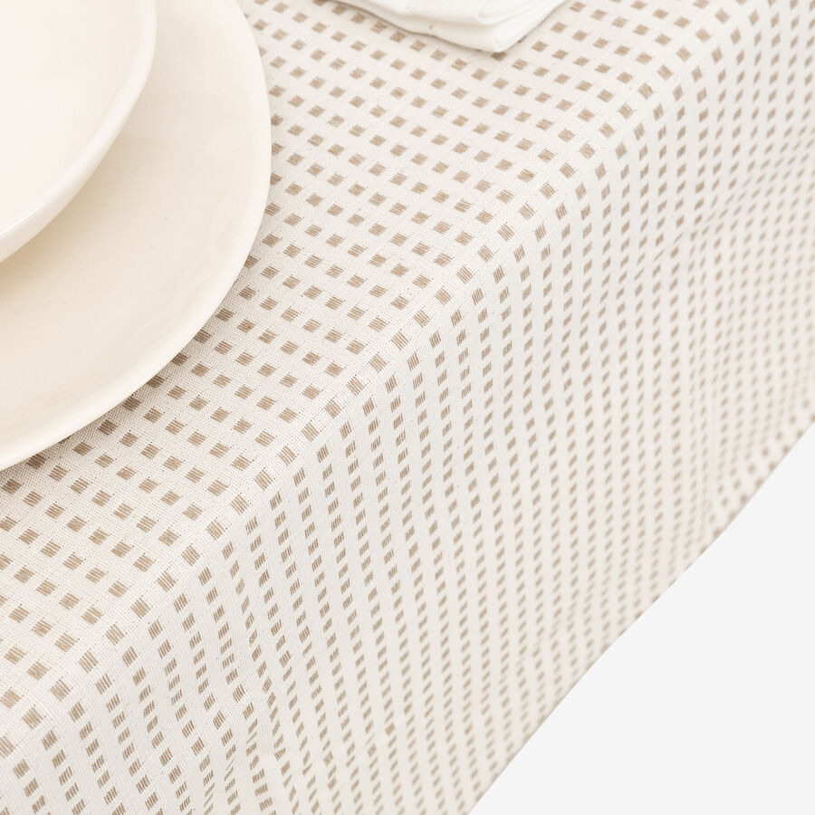 Mantel de algod&oacute;n reciclado beige Trivial 140x250cm