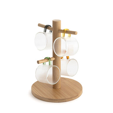 Set de 4 tazas de vidrio con soporte Akari 90ml