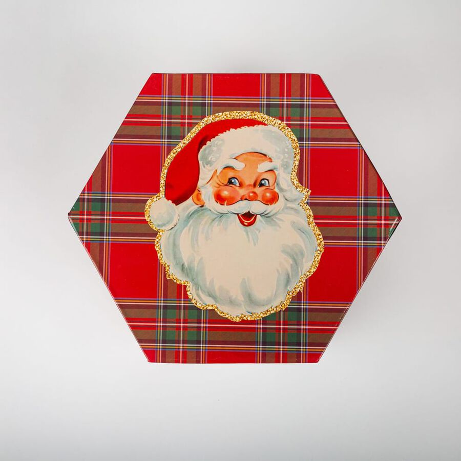 Set de 14 bolas decorativas tartán rojo 8cm