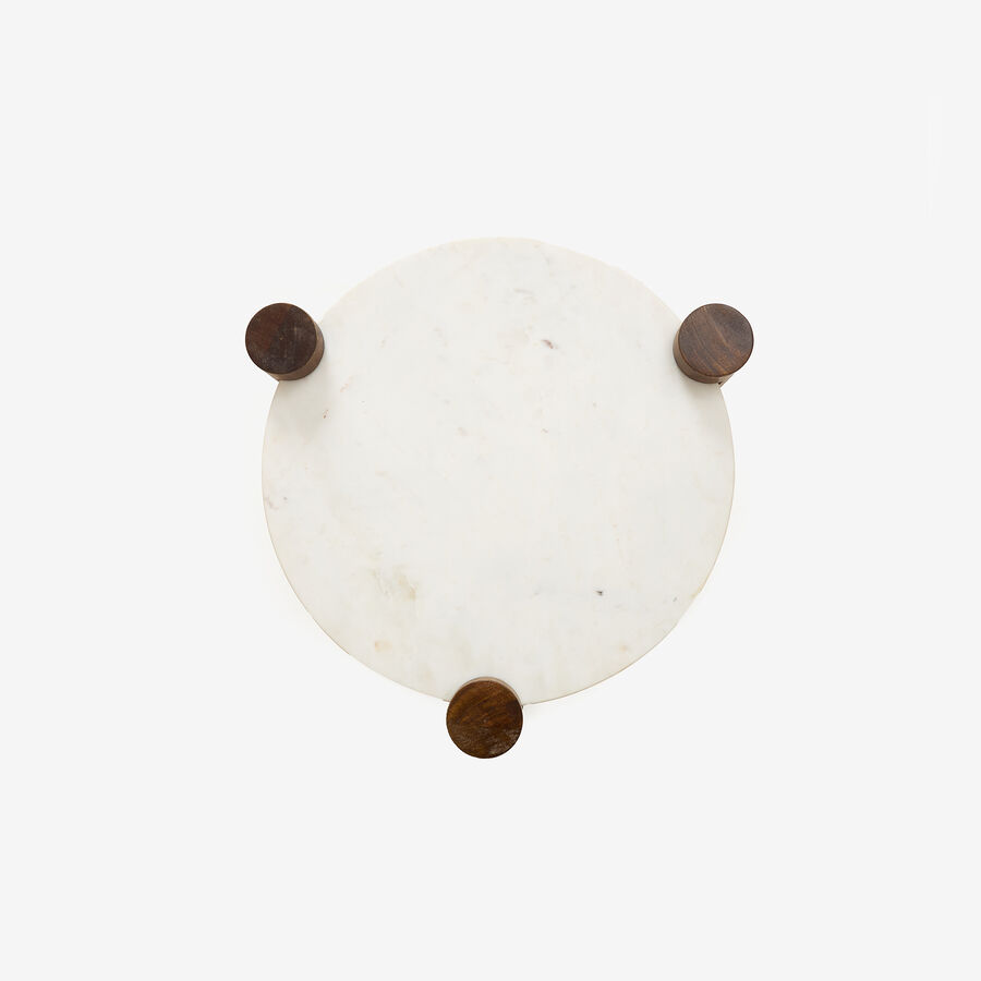 Mesa auxiliar de mármol y madera Houston Ø40x50cm Clau&Chloe