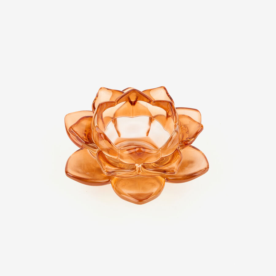 Portavelas de cristal flor &aacute;mbar &Oslash;12x5cm
