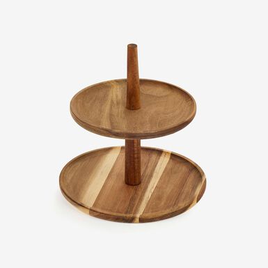 Badeja expositor de 2 pisos de madera