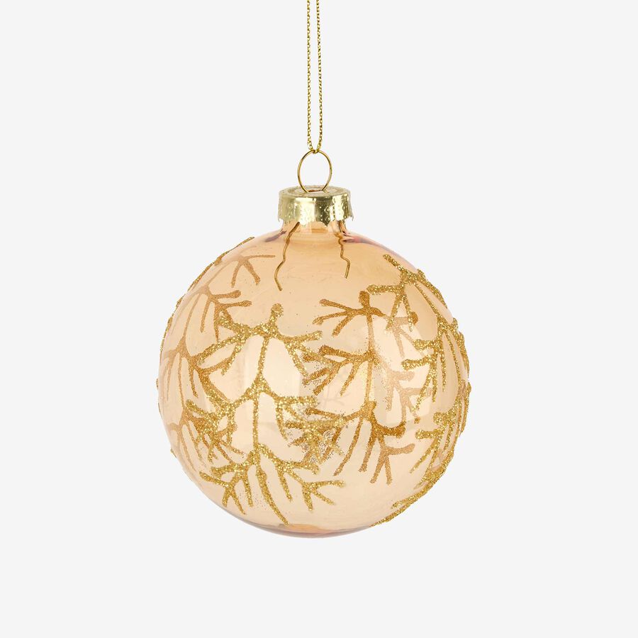 Set de 12 bolas beige con purpurina &Oslash;8cm