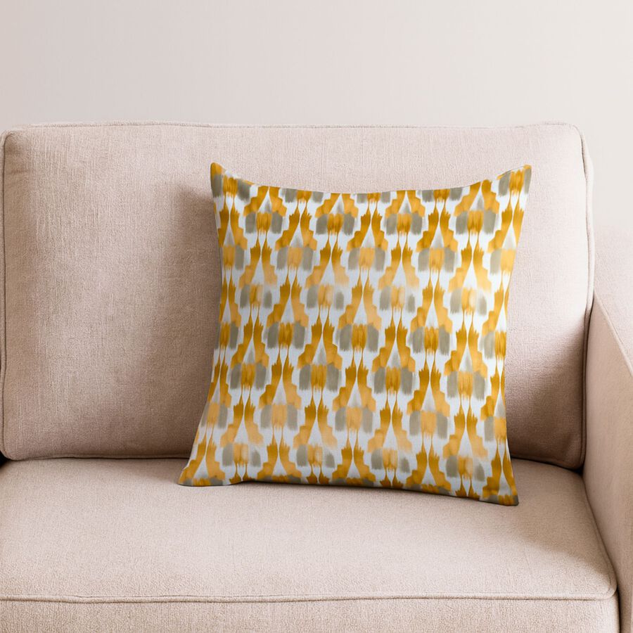 Funda de coj&iacute;n de algod&oacute;n verde y naranja cuadrada Kuma 45x45cm