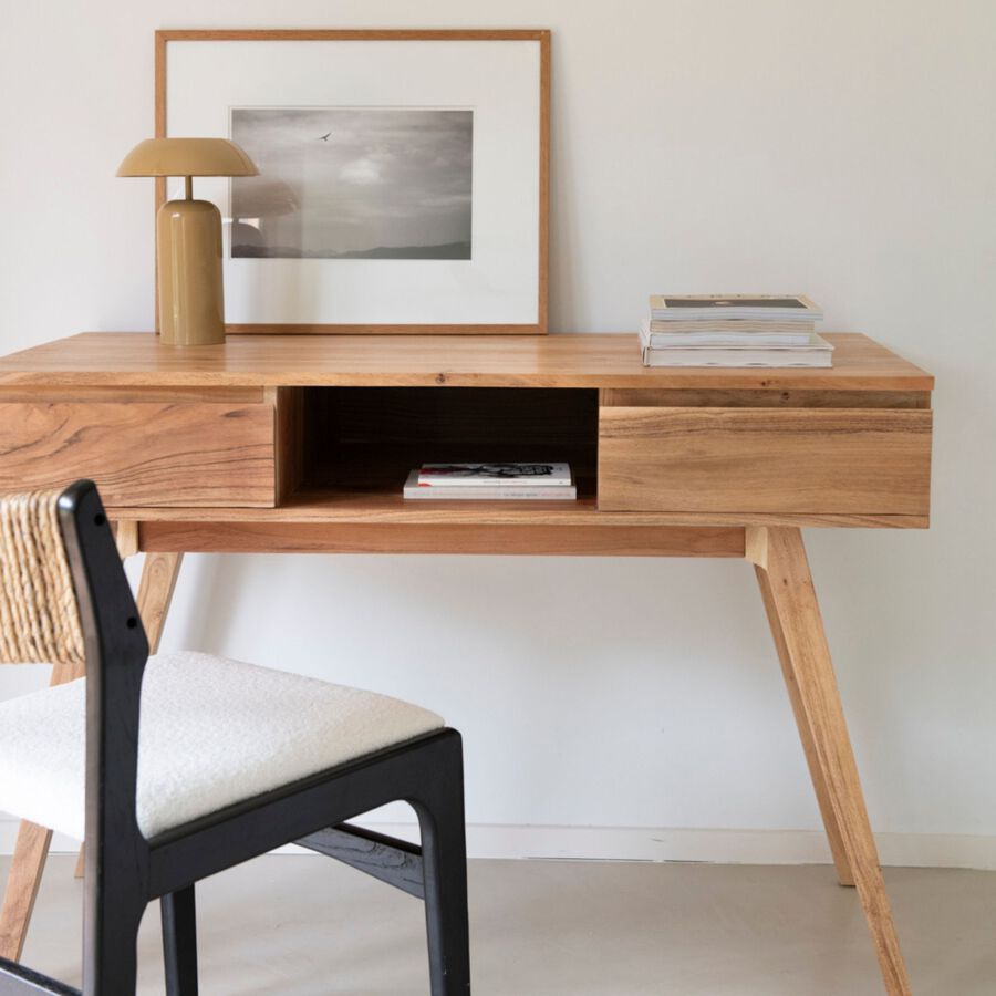 Escritorio de madera de acacia Deska 117x60x82cm