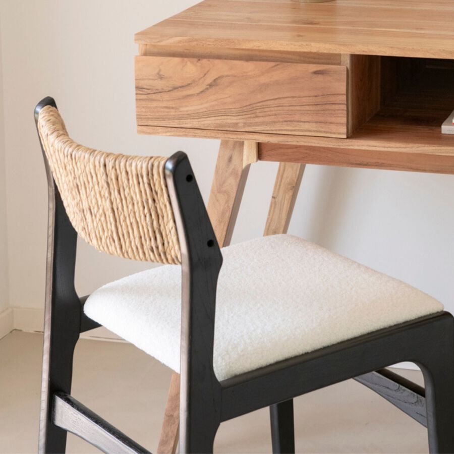 Silla de comedor de madera de olmo negra Jana 48x44x79cm Clau&Chloe