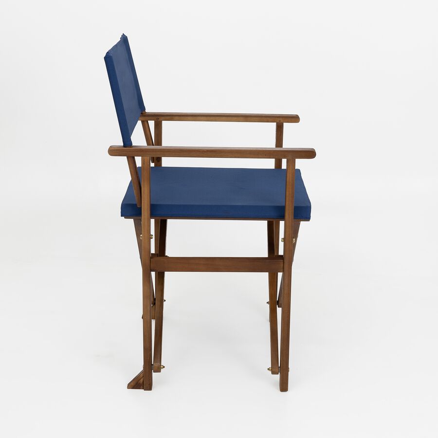 Silla plegable director de jardín azul de madera de acacia 90x56x52 cm