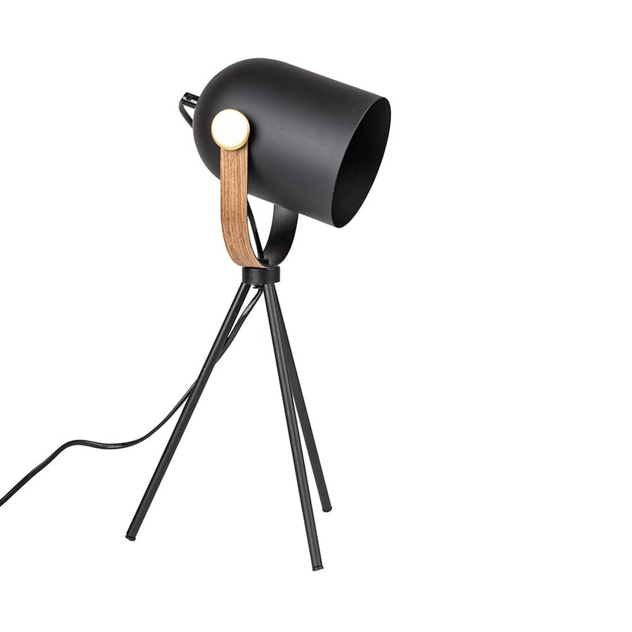 Lámpara de mesa trípode negra de metal