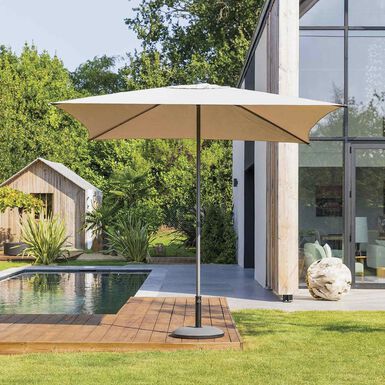 Parasol de acero inoxidable marr&oacute;n Sena 250x250cm