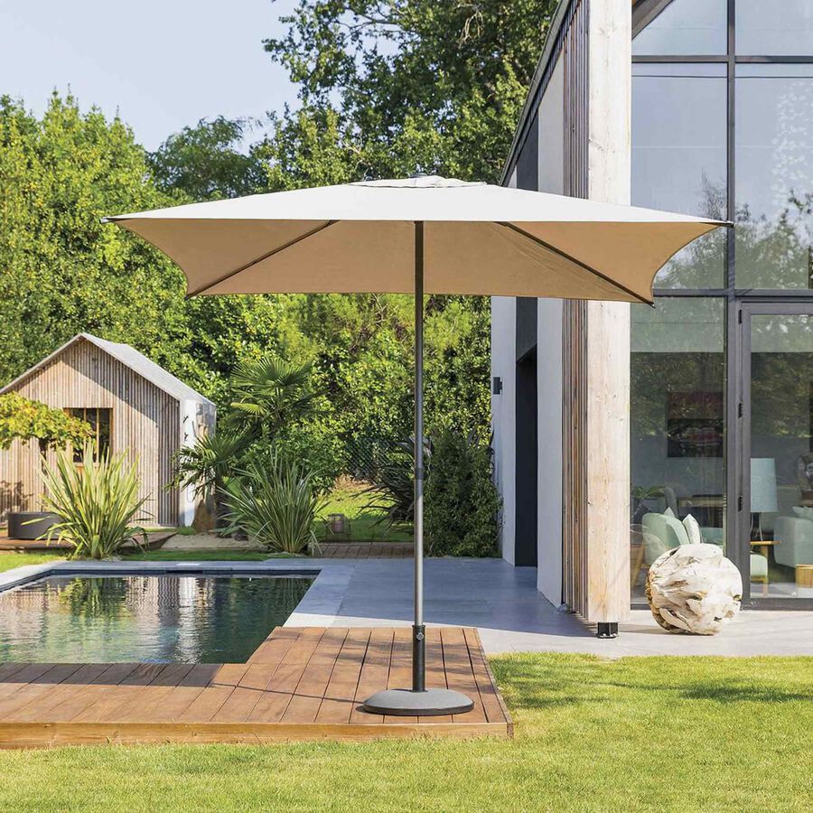 Parasol de acero inoxidable marr&oacute;n Sena 250x250cm