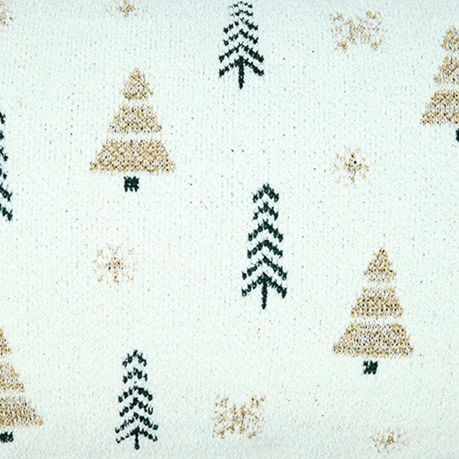 Funda de coj&iacute;n blanca con &aacute;rboles de Navidad Snowy 50x35cm