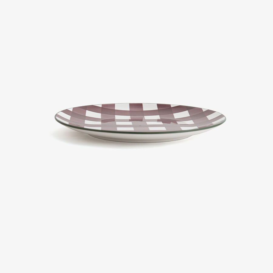 Plato llano de vichy granate de porcelana Pradera &Oslash;25cm
