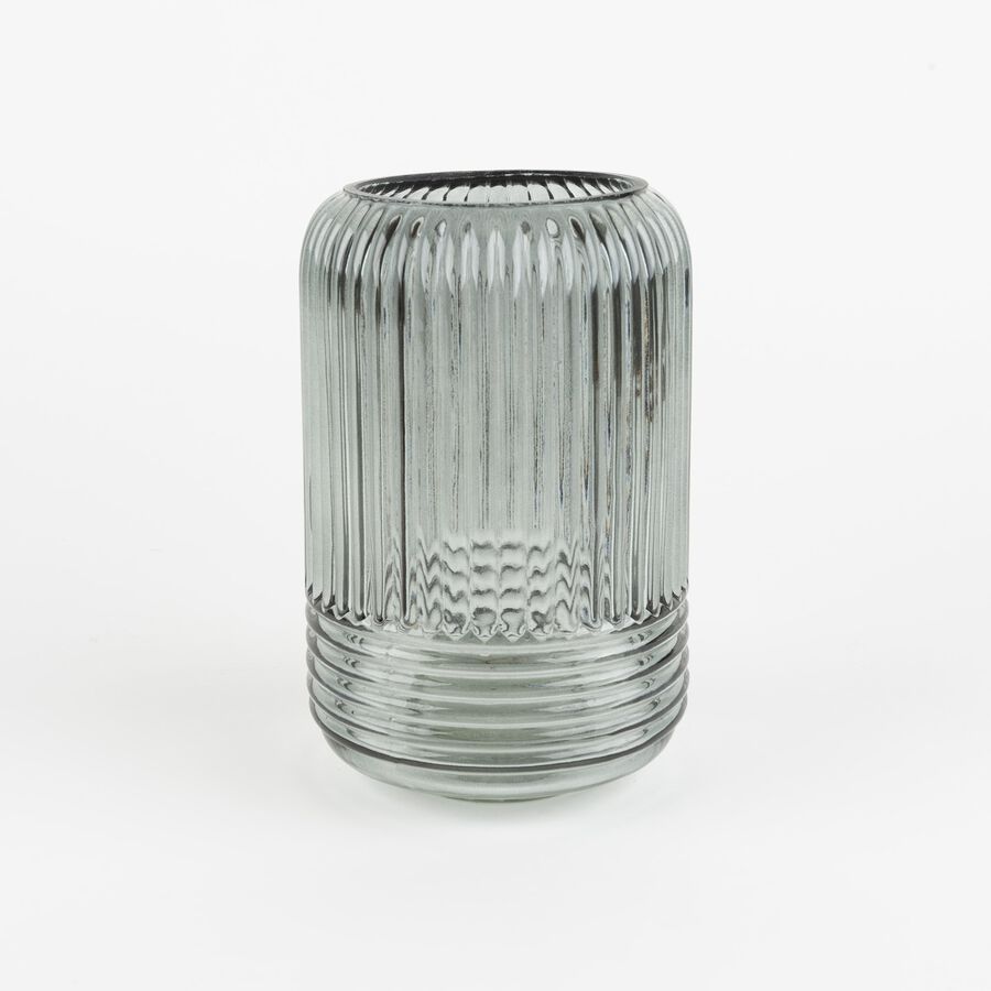 Jarrón de cristal gris Huise Ø12x18cm