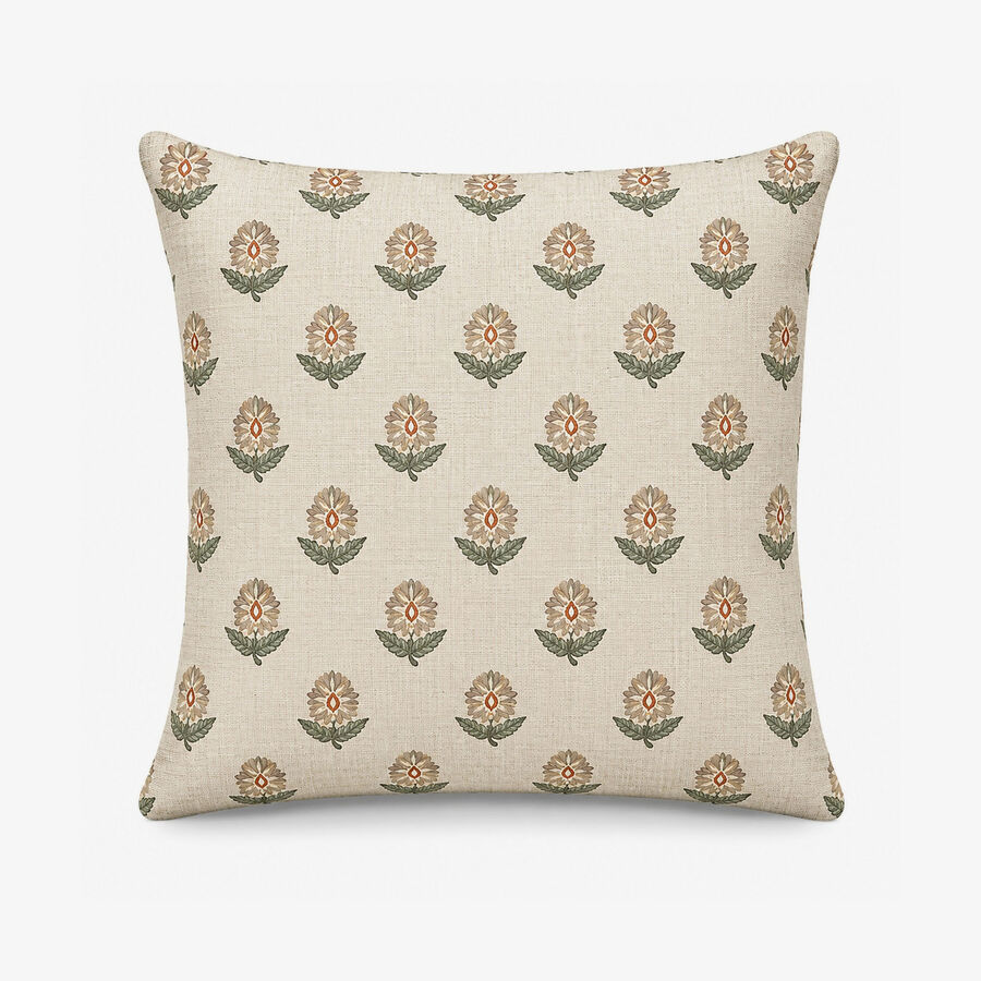 Funda de coj&iacute;n reversible beige de algod&oacute;n y poli&eacute;ster Sira 45x45cm