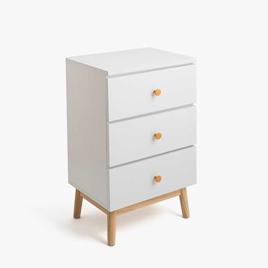 Mesita de noche de madera con 3 cajones Deva 40x30x65cm