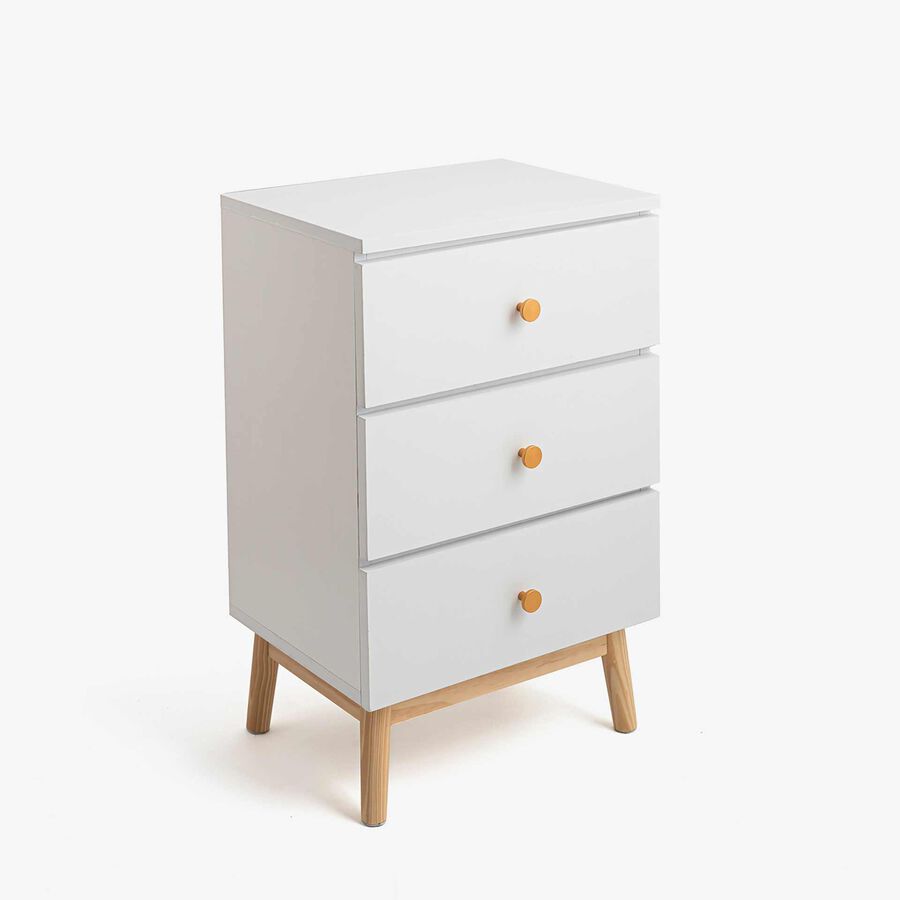 Mesita de noche de madera con 3 cajones Deva 40x30x65cm