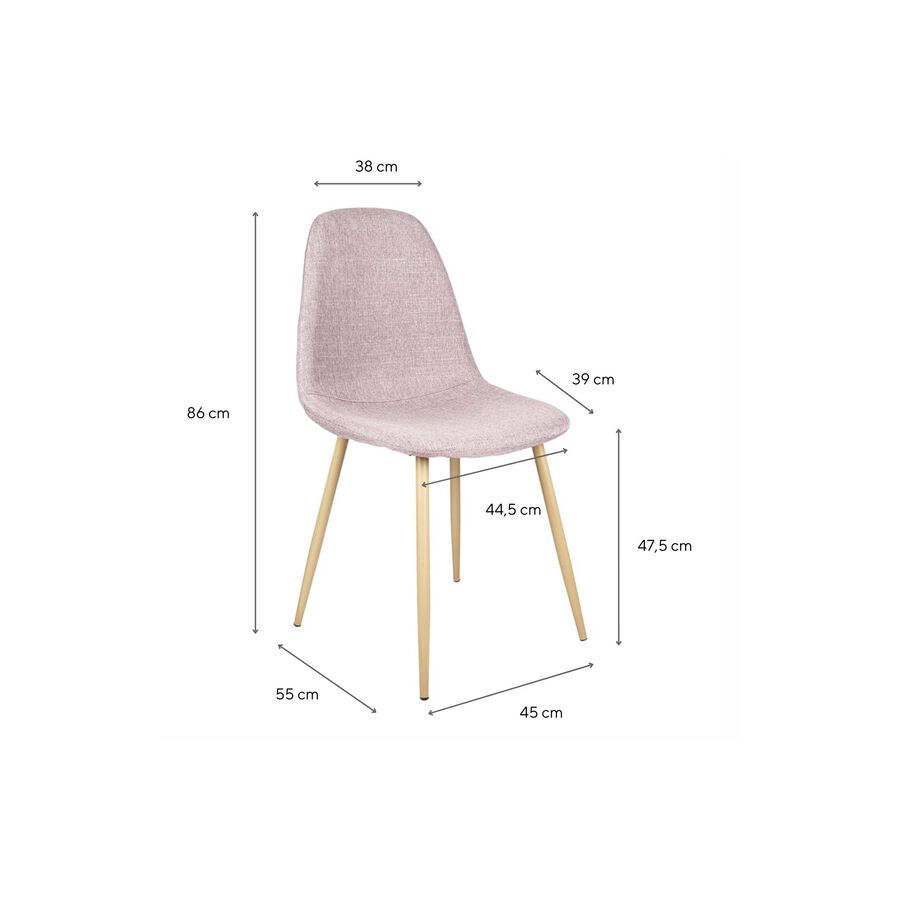 Silla de comedor rosa Concept 45x55x86cm