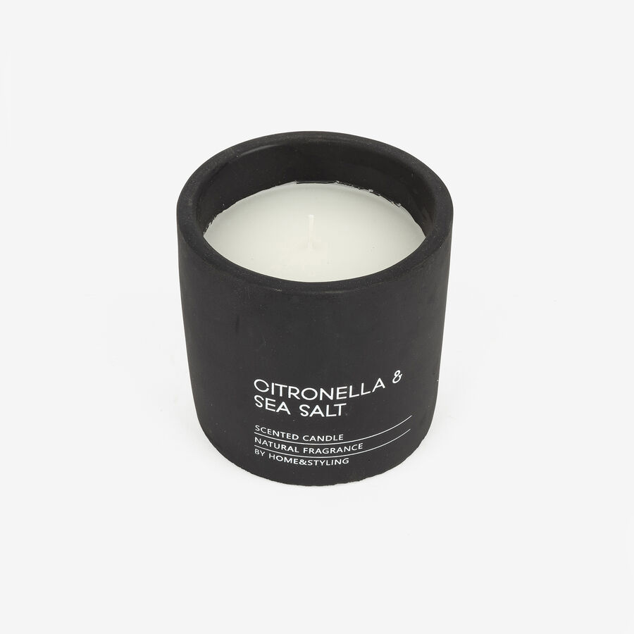 Vela en vaso de citronela y Sea Salt negro Pot 10cm