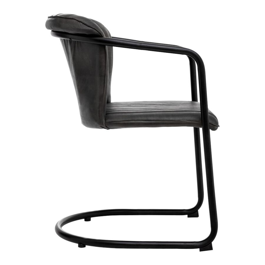 Silla de comedor de cuero negro Dario 53x61cm