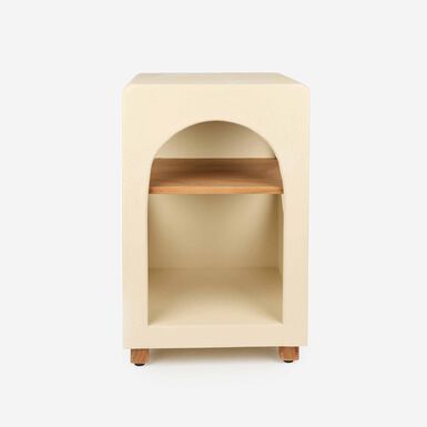 Mesa auxiliar de microcemento y madera Kurli 40x40x60 Clau&Chloe