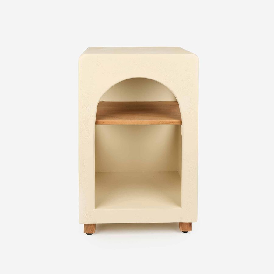 Mesa auxiliar de microcemento y madera Kurli 40x40x60 Clau&Chloe