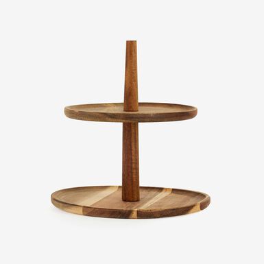 Badeja expositor de 2 pisos de madera