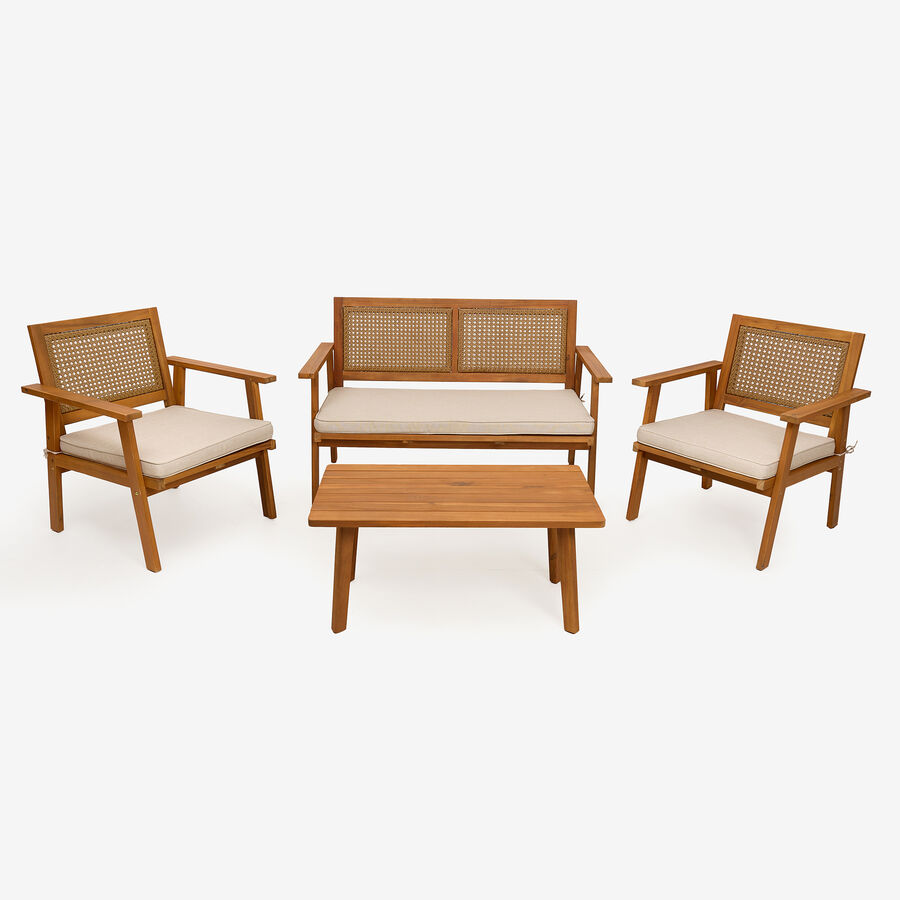 Set de jardín de 4 piezas de madera de acacia Corfu