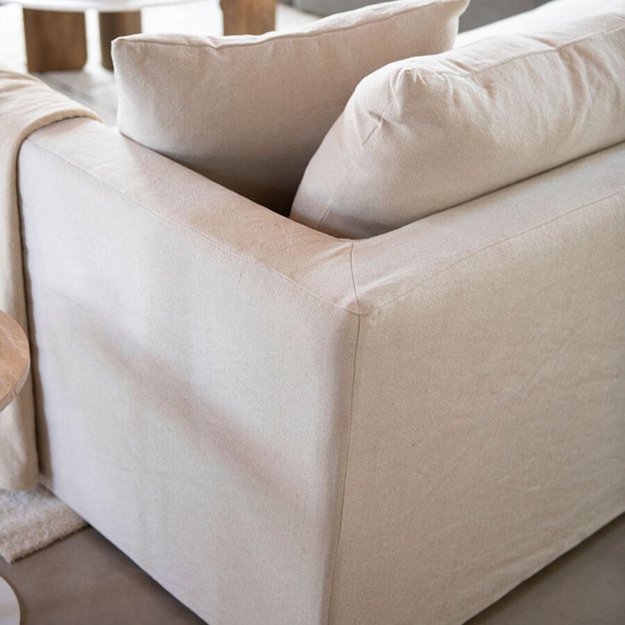 Sofá de 3 plazas de lino beige Aiden 220x110x80 Clau&Chloe