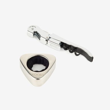 Set de vino con argolla antigoteo y sacacorcho