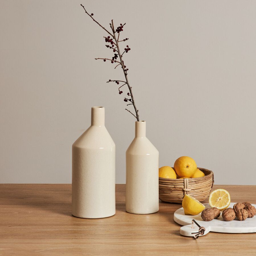 Jarr&oacute;n blanco de cer&aacute;mica Bottle 30cm