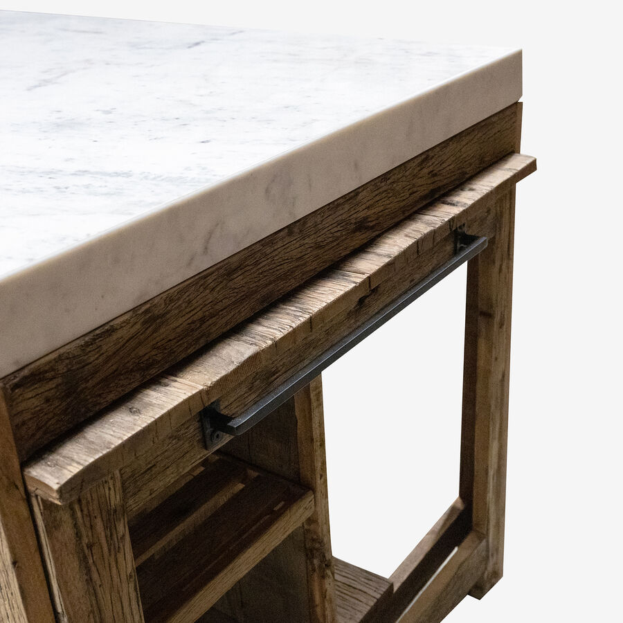 Mueble de cocina extensible de madera de olmo reciclada Pisco 156x93x94cm