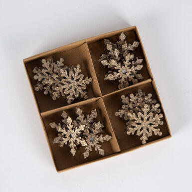 Set de 24 adornos colgantes de madera Copos de nieve variados 4cm