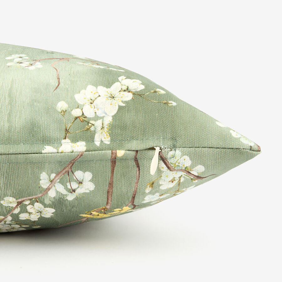Funda de cojín de algodón verde Sakura 45x45cm