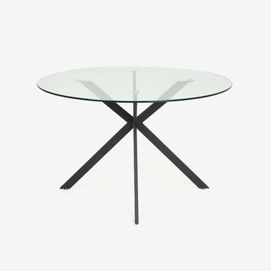 Mesa de comedor de cristal con patas de metal Fita Ø120x75cm