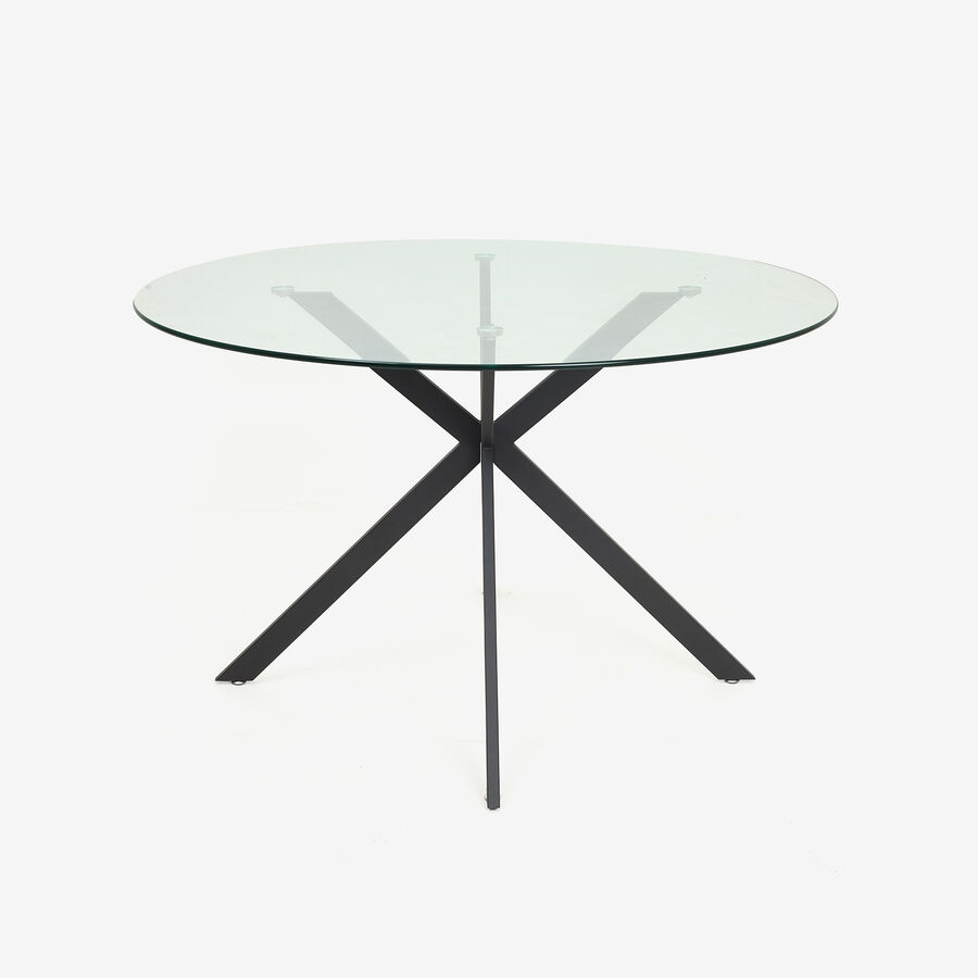 Mesa de comedor de cristal con patas de metal Fita Ø120x75cm