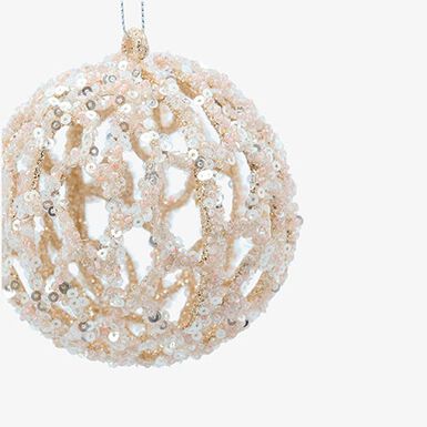 Bola de Navidad abierta de lentejuelas blanca 8cm