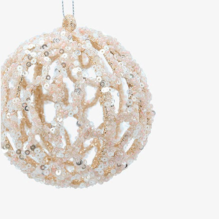 Bola de Navidad abierta de lentejuelas blanca 8cm