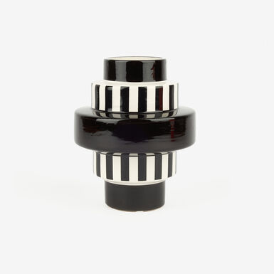 Jarr&oacute;n de cer&aacute;mica rayas negra Odell &Oslash;15x18cm