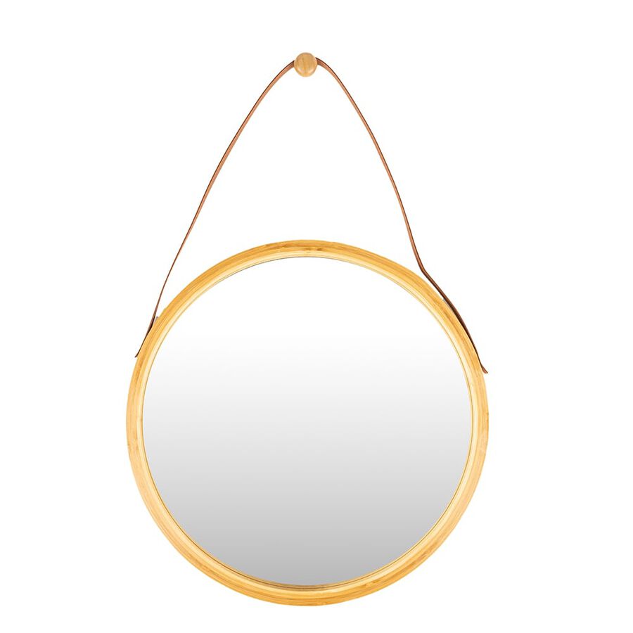 Espejo con asa de bamb&uacute; &Oslash;38cm