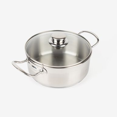 Cacerola de acero inoxidable con tapa de cristal Ø24cm
