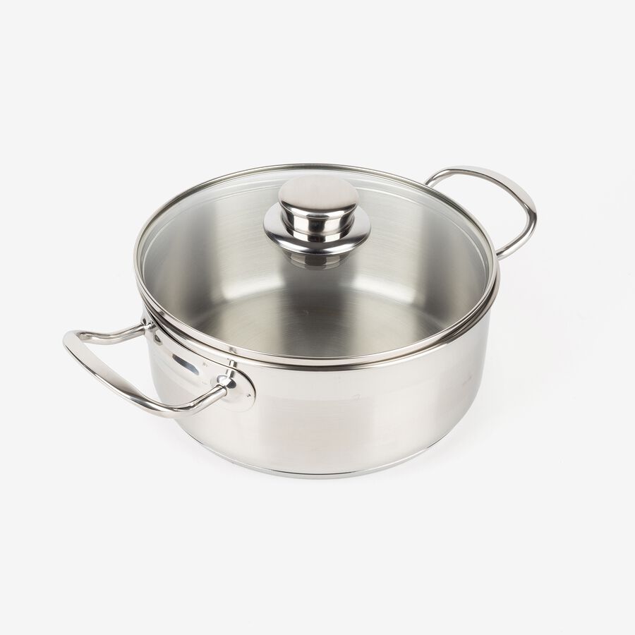 Cacerola de acero inoxidable con tapa de cristal Ø24cm