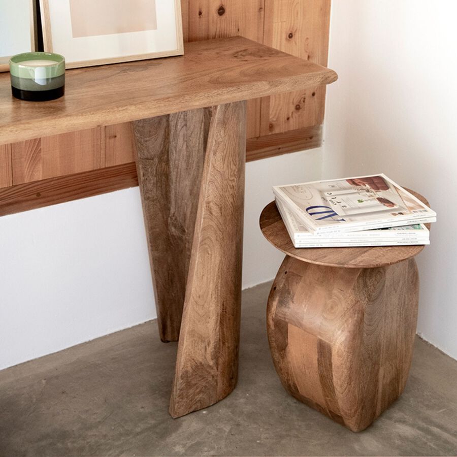 Mesa auxiliar de madera de mango clara Dublin 45x35x55cm Clau&Chloe