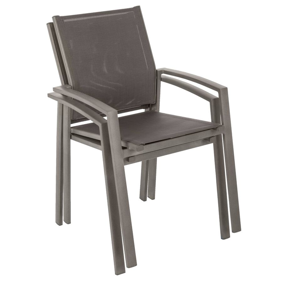 Silla de jard&iacute;n apilable de aluminio y textilene marr&oacute;n Butan 57x57cm